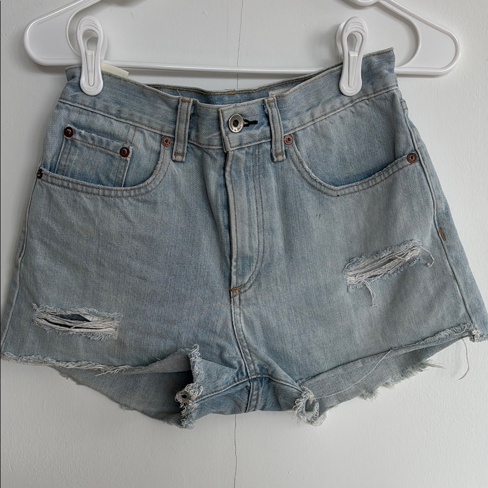 rag & bone Blue Distressed Jean Shorts